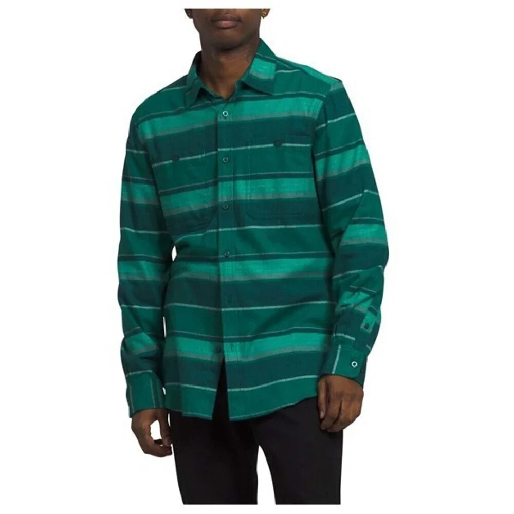 The North Face Arroyo Flannel Shirt Men's L Striped Long Sleeve Button-Up ASM199